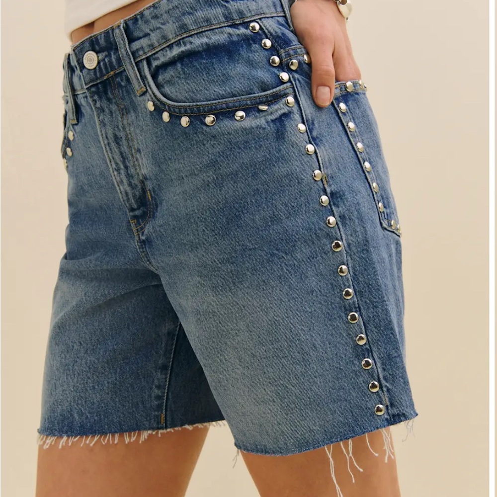 Studded Blue Denim Shorts